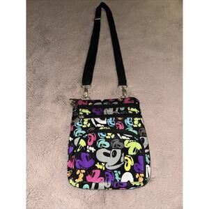 Disney Parks Mickey Mouse Crossbody Travel Nylon Bag Purse So Many Pockets!!!